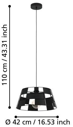 Eglo 43892 - Lampadario a sospensione con filo PONTEFRACT 1xE27/40W/230V