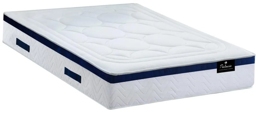 Materasso matrimoniale francese ibrido a molle insacchettate memory foam motivo singolo 140 x 190 cm sp.30 cm Blu - MARQUIS di  PALACIO