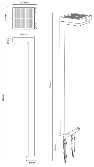 Zuma Line PT33813 - Lampada solare LED GRID LED/4,5W/2000 mAh IP44 nero