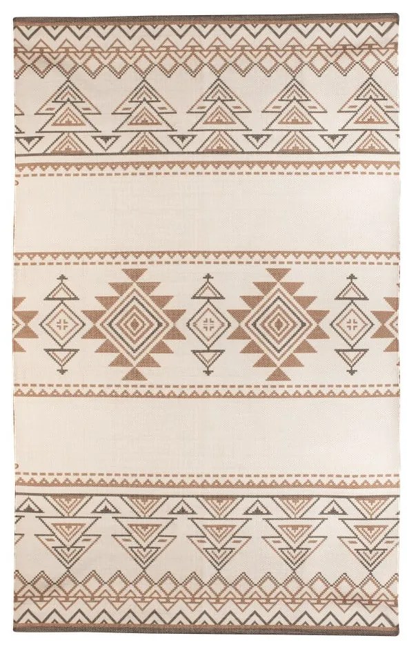 Tappeto da esterno bifacciale beige e marrone in plastica riciclata , 90 x 150 cm Afra - Green Decore