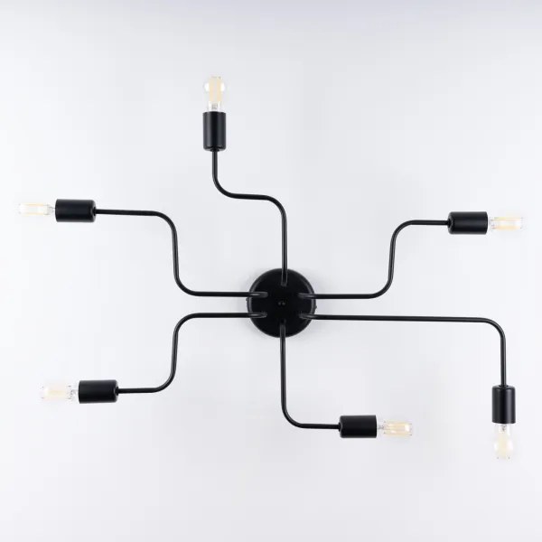 Sollux SL.1447 - Lampadario a plafone VECTOR 6xE27/15W/230V nero