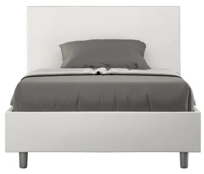 Letto una piazza e mezza contenitore imbottito 120x200 similpelle bianco Adele
