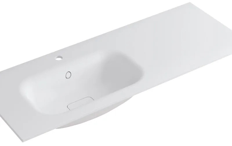 Lavabo a incasso rettangolare vasca a sinistra L 120.5 x H 15 x P 46 cm in resina bianco lucido