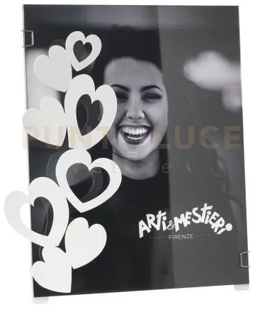 Portafoto di design "cuori" piccolo bianco