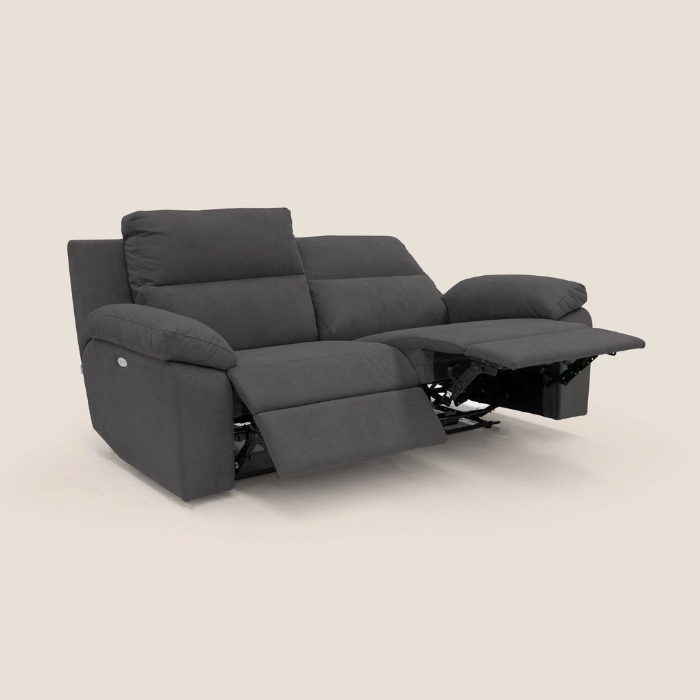 Romeo Divano relax con recliner elettrico in morbido tessuto impermeabile T02 nero
