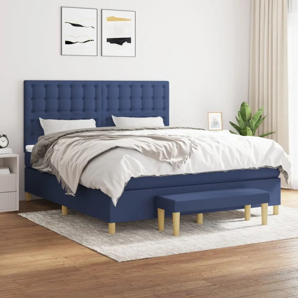 Giroletto A Molle Con Materasso Blu 160x200 Cm İn Tessuto /