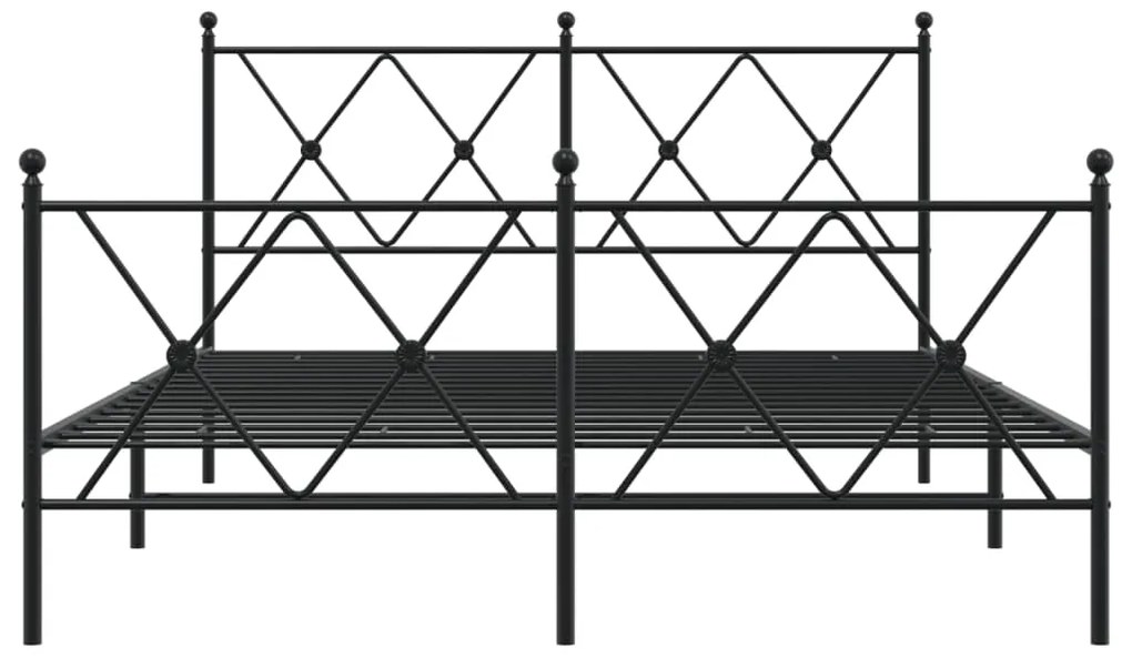 Giroletto con testiera e pediera metallo nero 137x190 cm