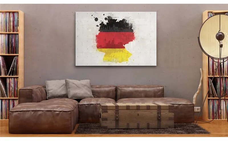 Quadro Mappa della Germania  Colore Bianco, Dimensioni e Misure 60x40