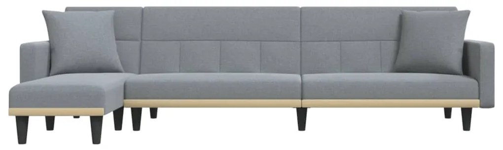 Divano letto a l grigio chiaro 275x140x70 cm in tessuto