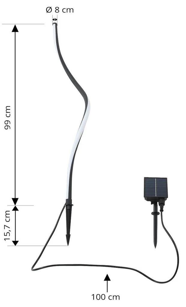 Lindby Luce solare LED Sabriel, curva, 3000K