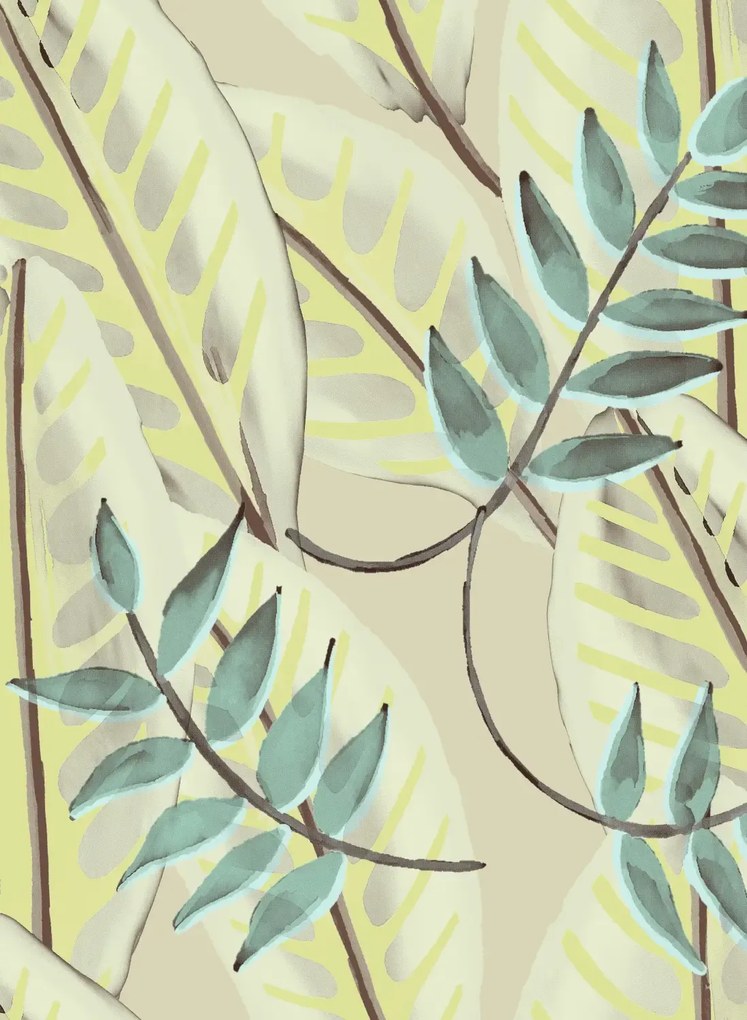 Élitis Carta da parati Alocasia - Beige /Grün