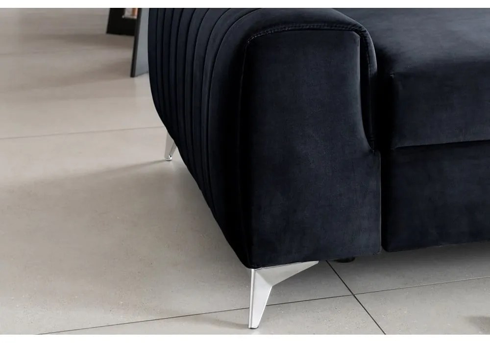 Divano color antracite allungabile e rivestimento in velluto 261 cm Laurence – ELTAP