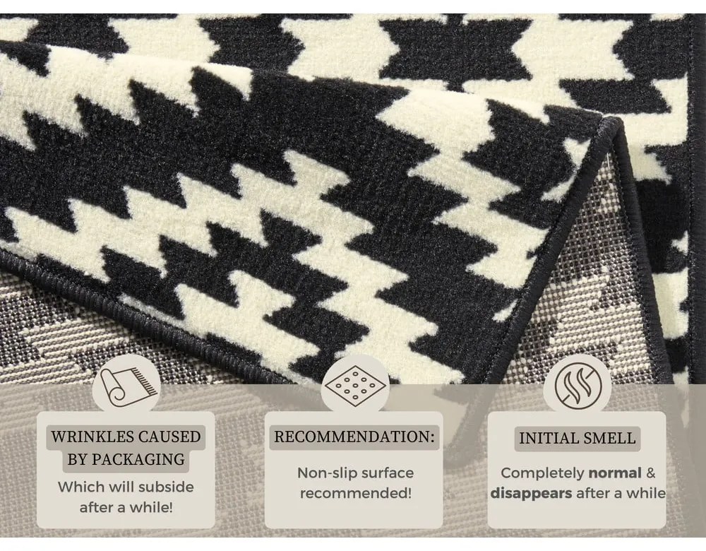 Runner in bianco e nero , 80 x 250 cm Basic Nordic - Hanse Home