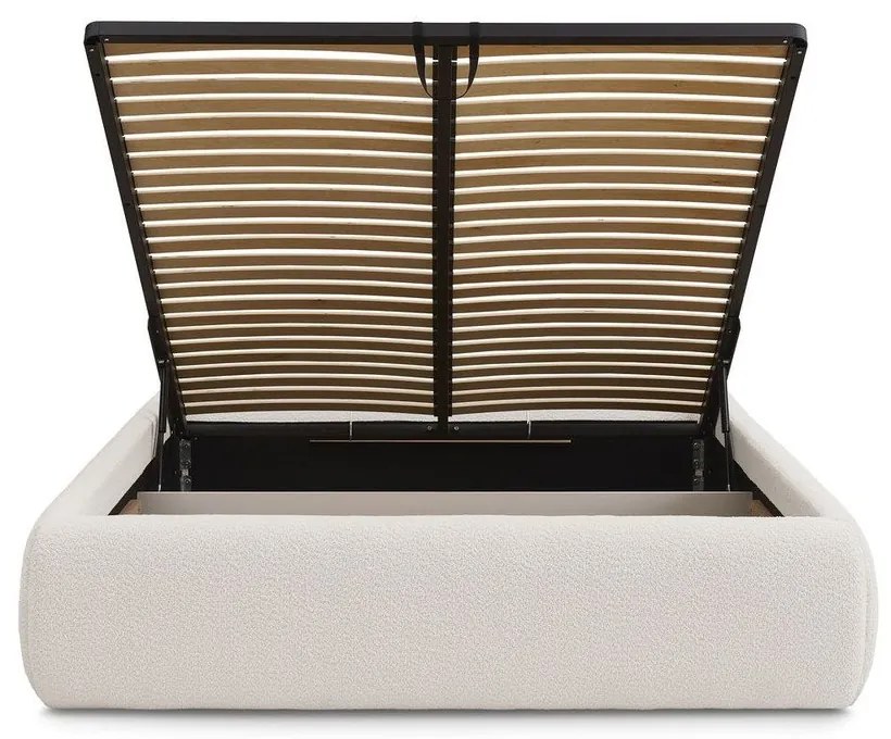 Letto matrimoniale imbottito bianco con contenitore/senza testiera con rete inclusa 160x200 cm Inera – Bobochic Paris