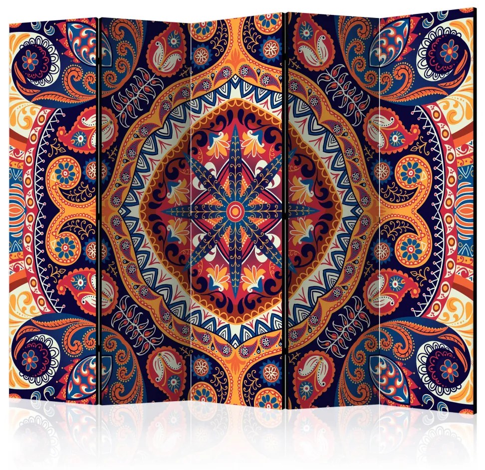Paravento Mosaico esotico II (5 parti) - disegno etnico colorato con Mandala