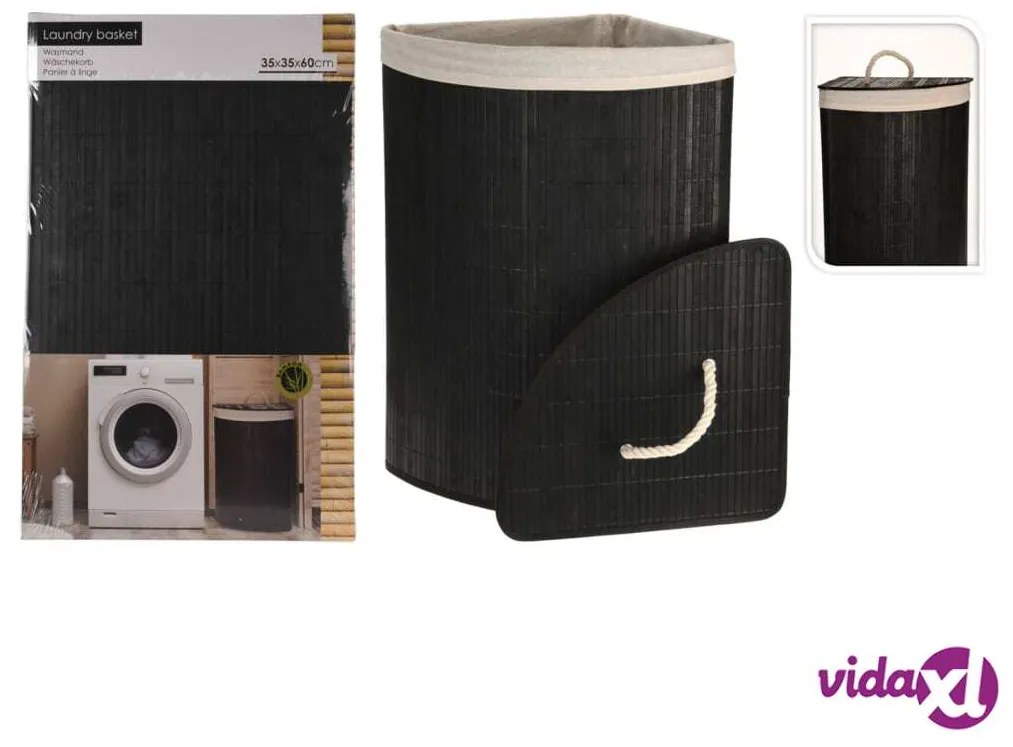Bathroom Solutions Cesto Portabiancheria ad Angolo in Bambù Nero