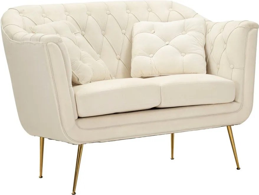 Divano color crema con rivestimento in velluto 130 cm Budapest – Mauro Ferretti