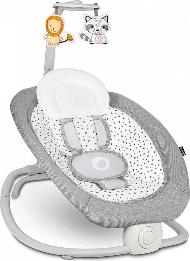 Lionelo - Dondolo vibrante per bambini con melodia PASCAL, 2xAA, grigio