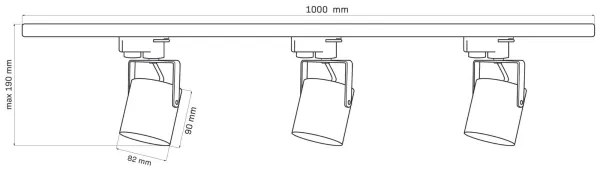 Faretto per sistema a binario MINOR 3xGU10/10W/230V + 1 m rotaia sistema