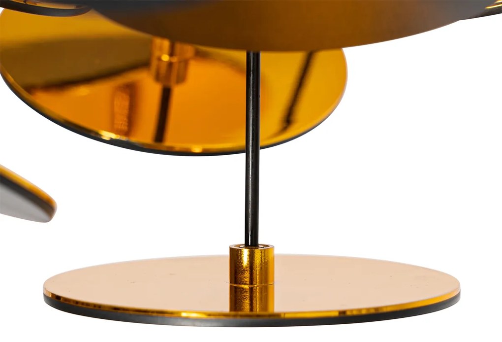 Lampada da soffitto di design nera con oro 54 cm 3 luci - Cerchio