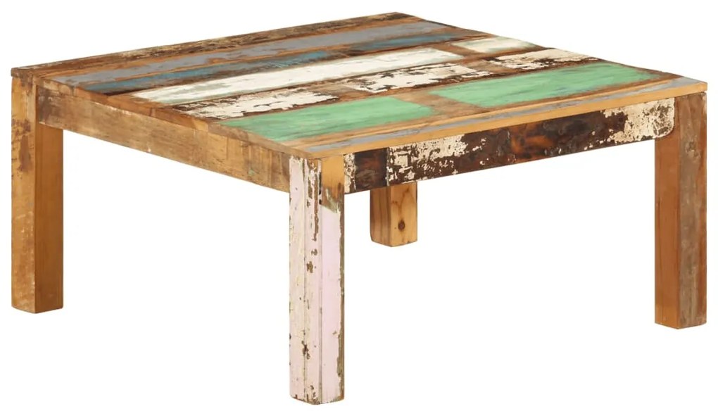 Tavolino Da Salotto 80x80x40 Cm İn Legno Massello Di Recupero /