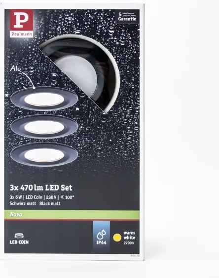 Paulmann 94473 - SET 3xLED/6W IP44 Lampada da incasso per bagno NOVA 230V