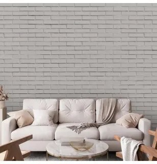 Carta da parati - Snow Brick - Pattern Imitating a Brick Wall in White Premium 250x175