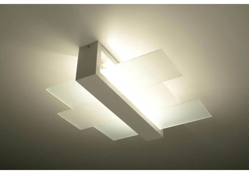 Plafoniera da Soffitto in Legno e Vetro 2xE27 FENIKS 2 da Interno Colore del corpo Bianco