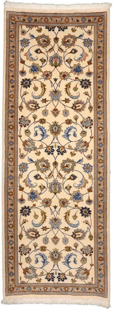 Kashan Tappeto 90x250 Beige (Iran) Annodato A Mano