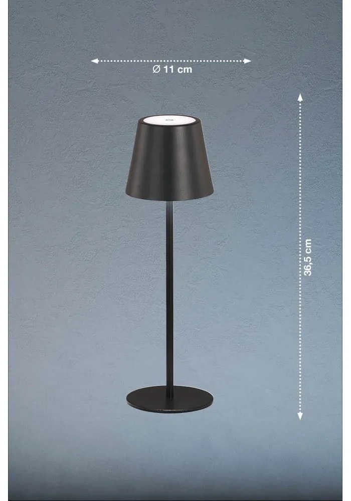 Lampada da tavolo a LED nera con paralume in metallo (altezza 36,5 cm) Viletto - Fischer & Honsel