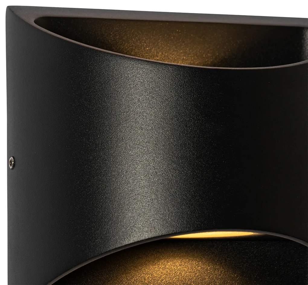 Lampada da parete per esterni moderna nera con LED 2 luci IP54 - Mal