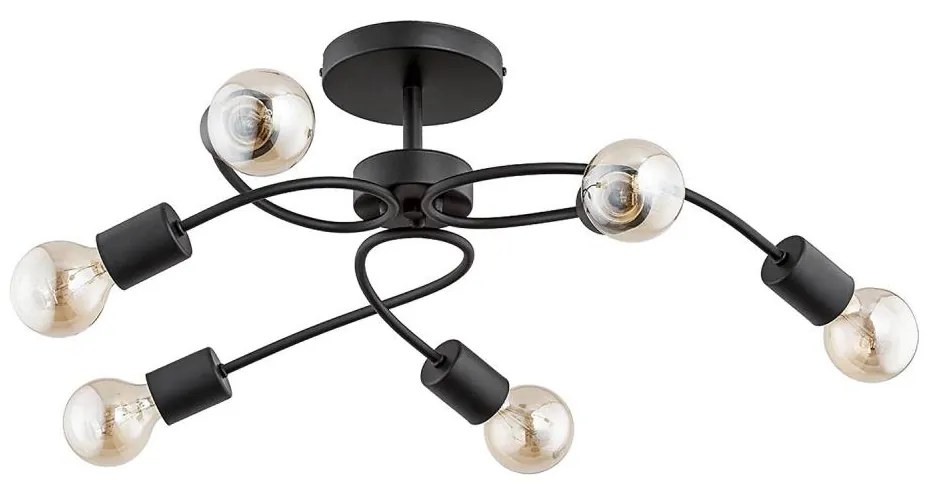 Plafoniera HELIX 6xE27/15W/230V nera