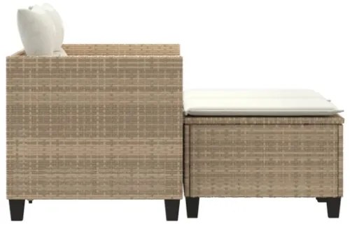 Divano da Giardino 2 Posti con Sgabelli Beige in Polyrattan