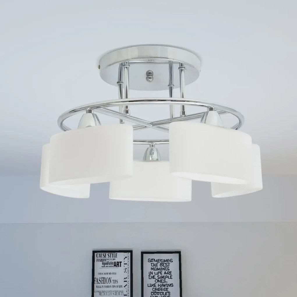 Lampada Soffitto Paralumi Elissoidi Vetro 5 Lampadine E14 200 W /