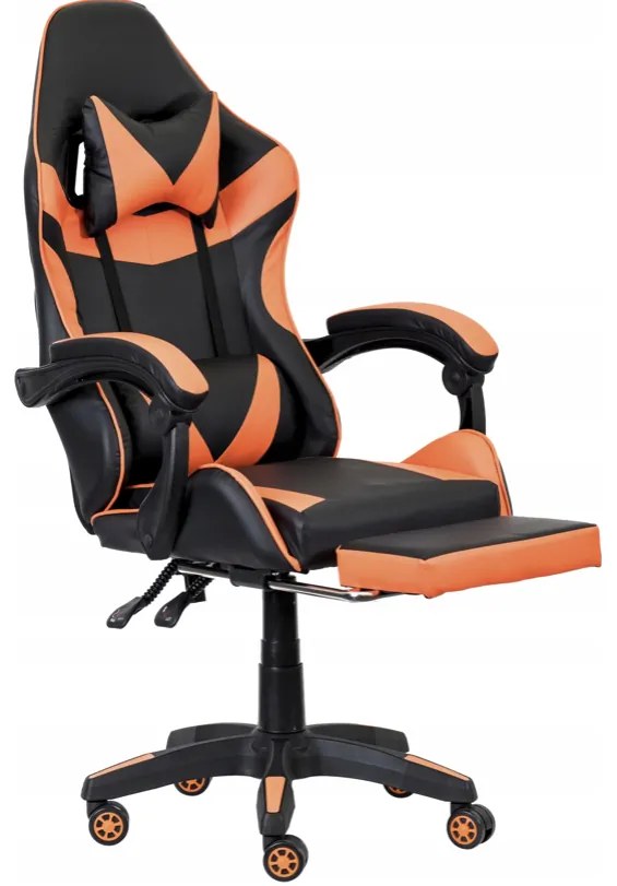 Sedia da gioco ergonomica CLASSIC con poggiapiedi arancione