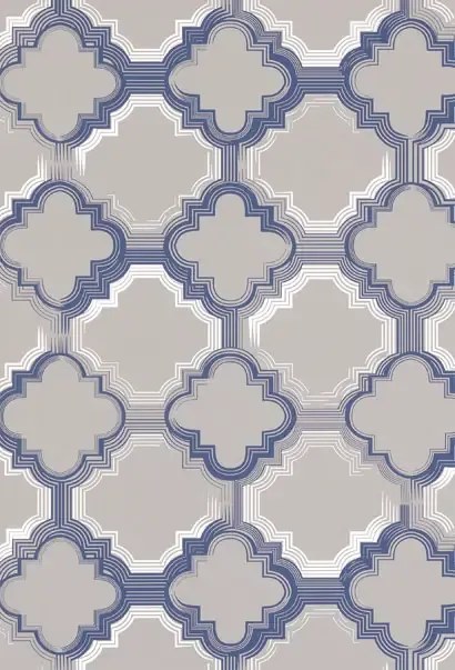 Osborne & Little Carta da parati Quatrefoil - Sapphire/ Metallic Gilver/ Matt Silver