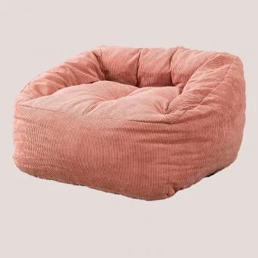 Poltrona Puff In Velluto A Coste (70 Cm) Thiago Rosa - Sklum