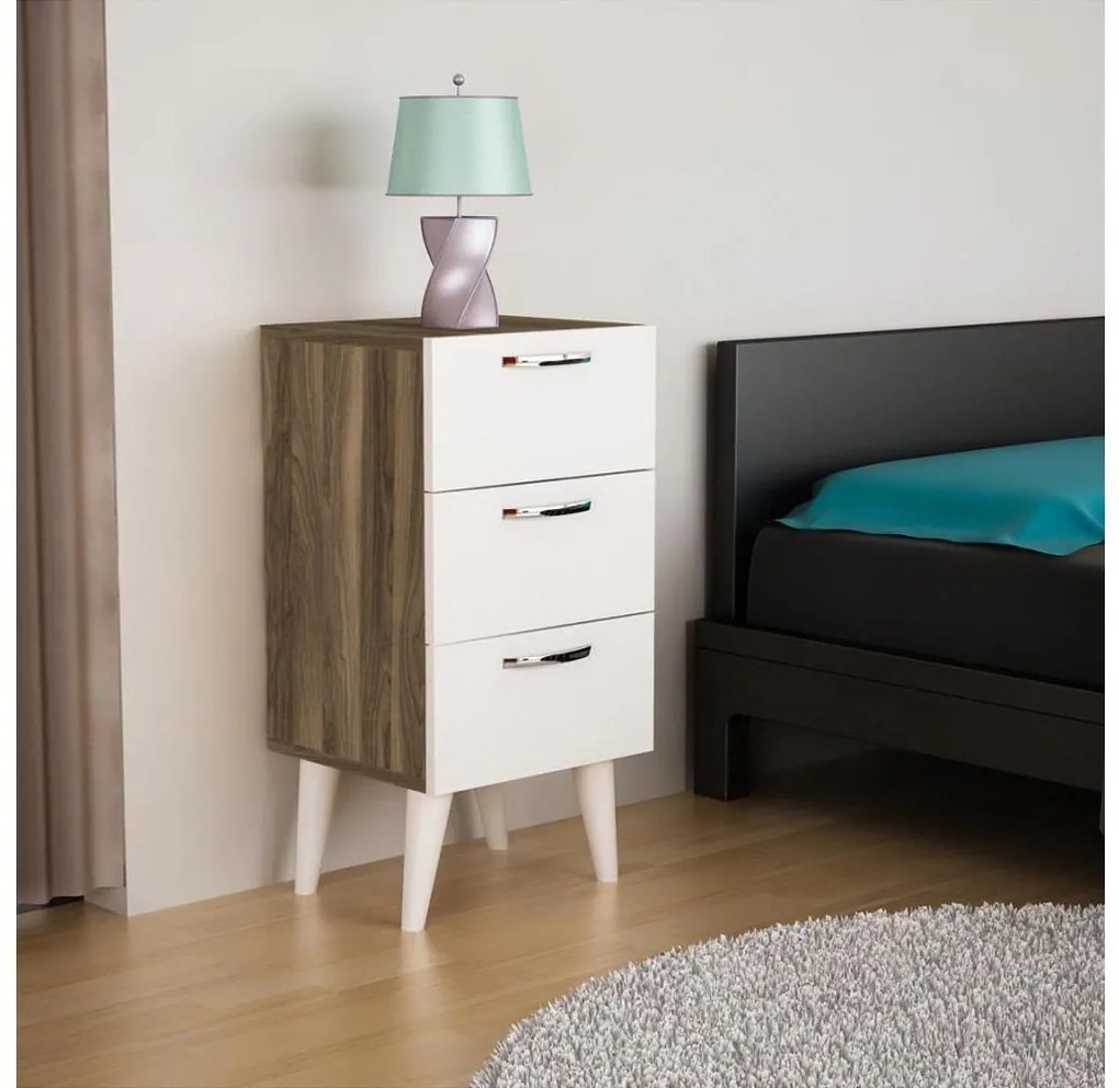 Comodino BELLINI 80x40 cm marrone/bianco