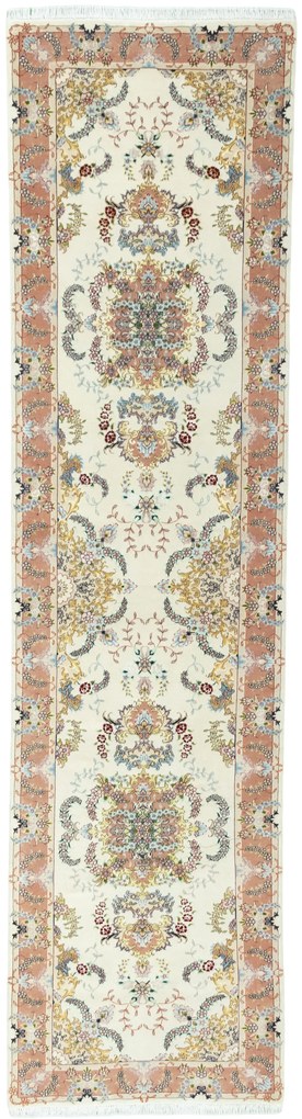 Tabriz Tappeto 340 x 90 Beige (Iran) Annodato A Mano