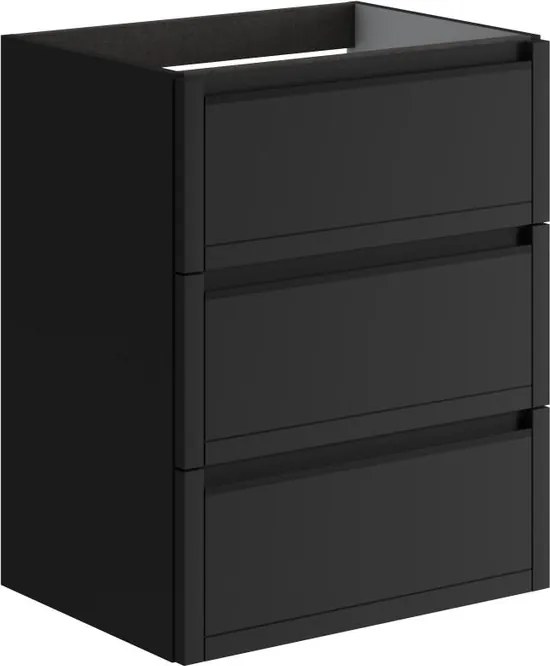 Mobile da bagno sospeso sotto lavabo L 59.5 x H 78 x P 45.5 cm antracite opaco, 3 cassetti TRATTO