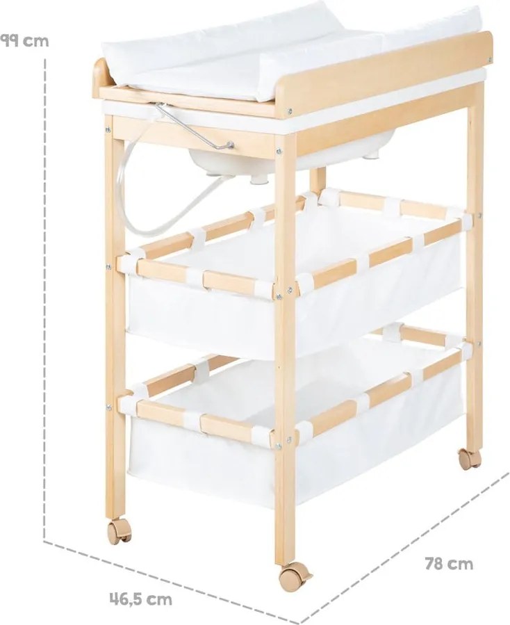 Fasciatoio bianco/di colore naturale con effetto betulla Baby Pool – Roba