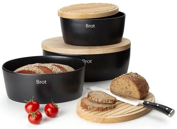 Continente C3732 - Portapane 13,5x36 cm nero/beige