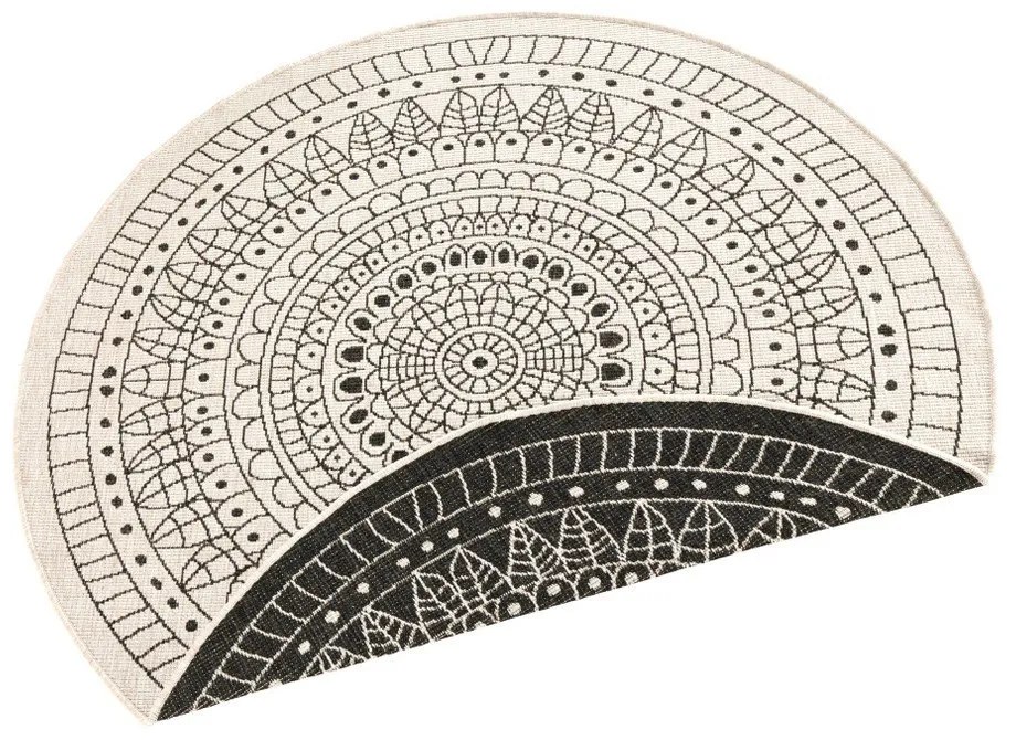 Tappeto da esterno nero e crema , ⌀ 140 cm Porto - NORTHRUGS