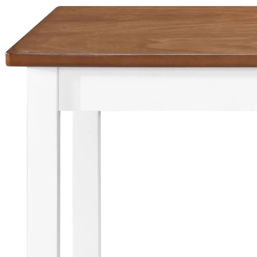 Set tavolo e sedie da bar 3 pz legno massello marrone e bianco