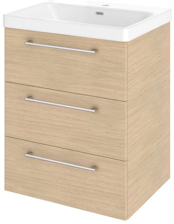 Mobile da bagno sospeso sotto lavabo L 60 x H 73 x P 46 cm rovere lucido, 3 cassetti SENSEA Remix