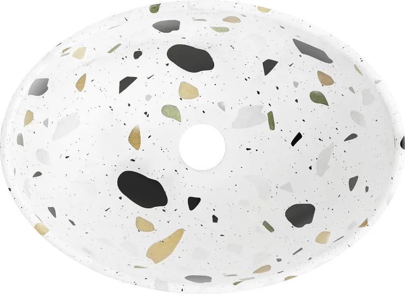 Mexen Elza lavabo da appoggio 40 x 33 cm, pietra bianca terrazzo - 21014083