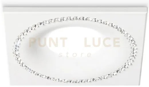 Gfa191- faretto da incasso con strass quadrato 9,8x9,8cm bianco 1 l...