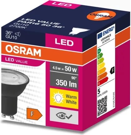 Lampadina LED VALUE PAR16 GU10/4,5W/230V 2700K 36° nero - Osram