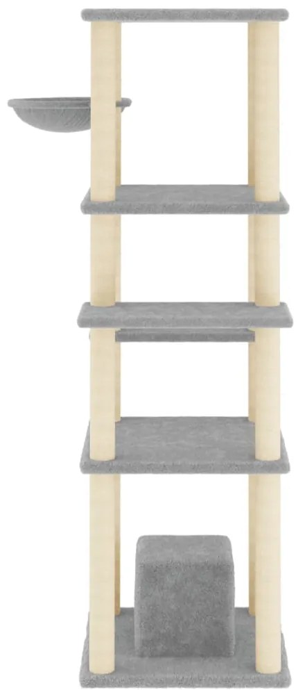 Albero per gatti con tiragraffi in sisal grigio chiaro 154 cm