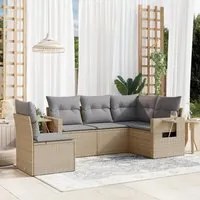 Set Divano da Giardino 5 pz con Cuscini Beige in Polyrattan 3220168